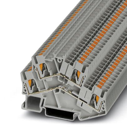 Phoenix Contact Multi-Level - Desk Design Terminal Block; PTTBS 2.5; 20A; 300V; 2-Level; #24 - #12; Push-In Connection; Gray
